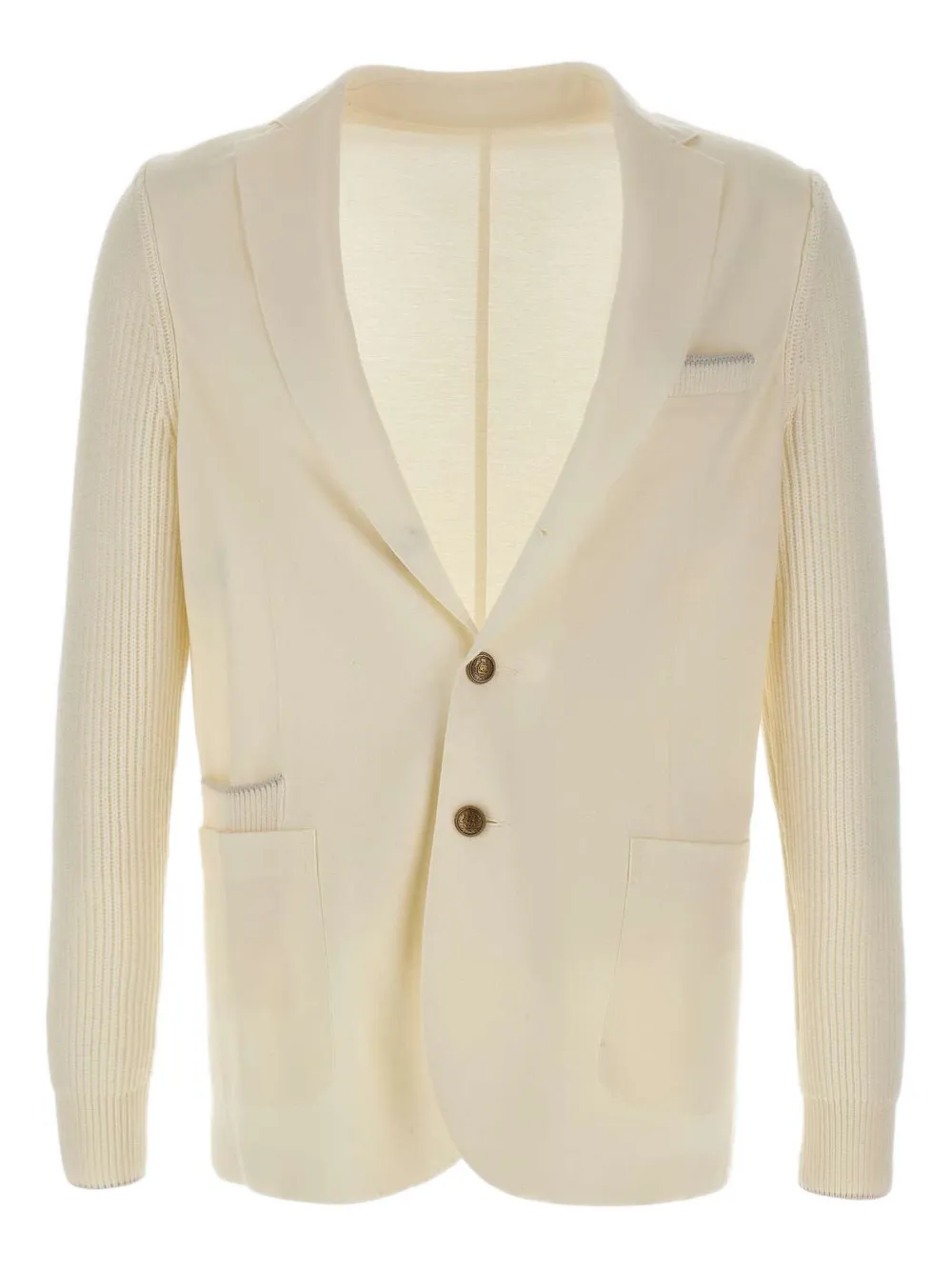 Eleventy ribbed-knit elbow-patch blazer Beige