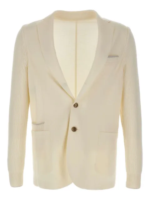 Eleventy ribbed-knit elbow-patch blazer