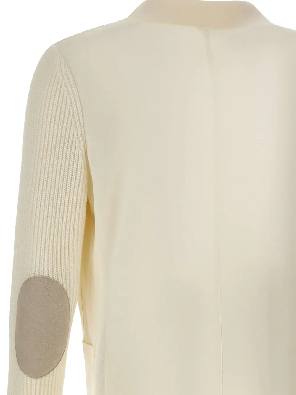 Eleventy ribbed-knit elbow-patch blazer Beige