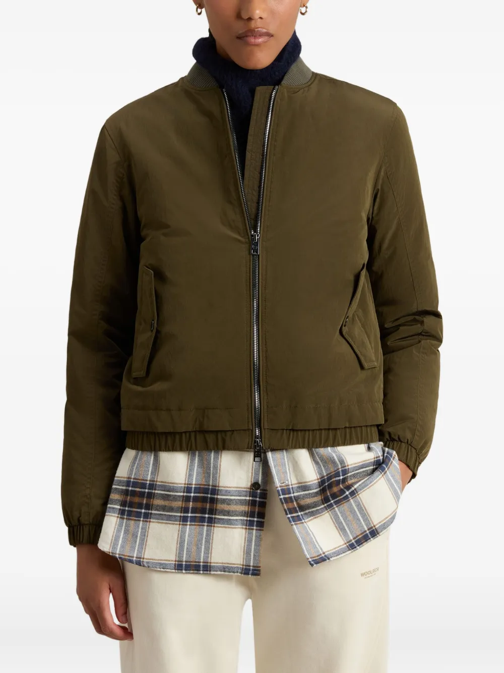 Woolrich Bomberjack met geribbelde manchetten Groen