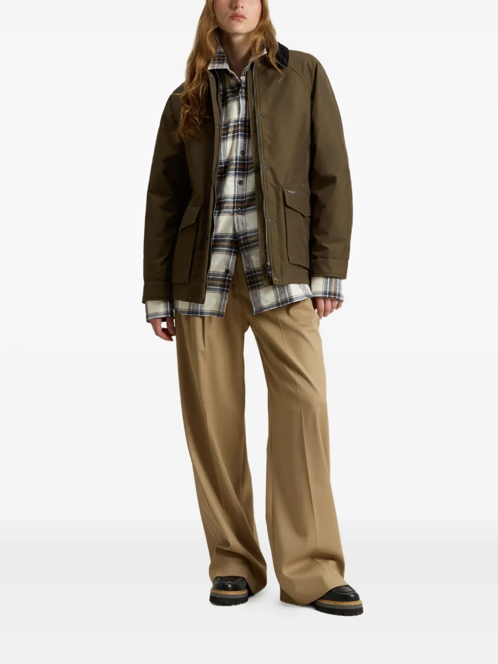 Woolrich Velvet-collared Flap-pockets Jacket In Green