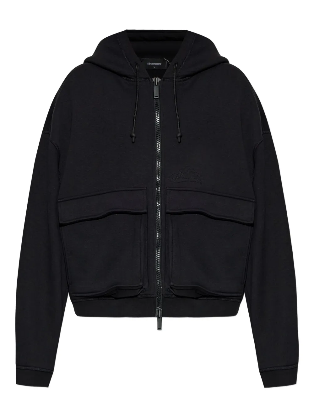 DSQUARED2 hooded ribbed jacket Zwart