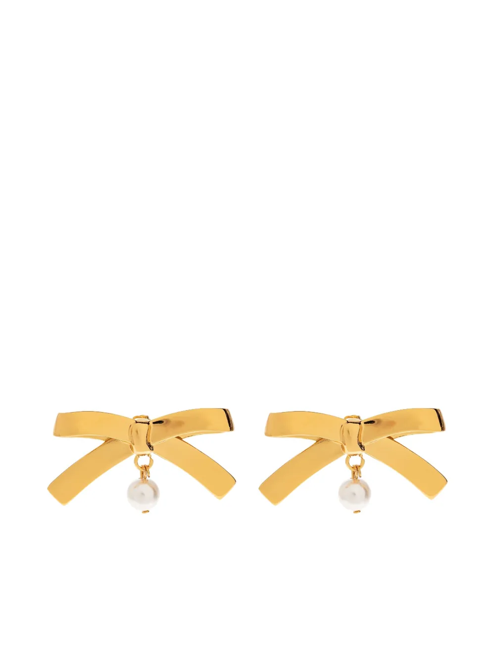Moschino Bow-shape Pearl-embellishment Earrings In Gold