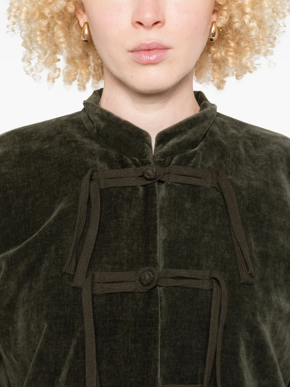 Uma Wang knotted velvet jacket Groen