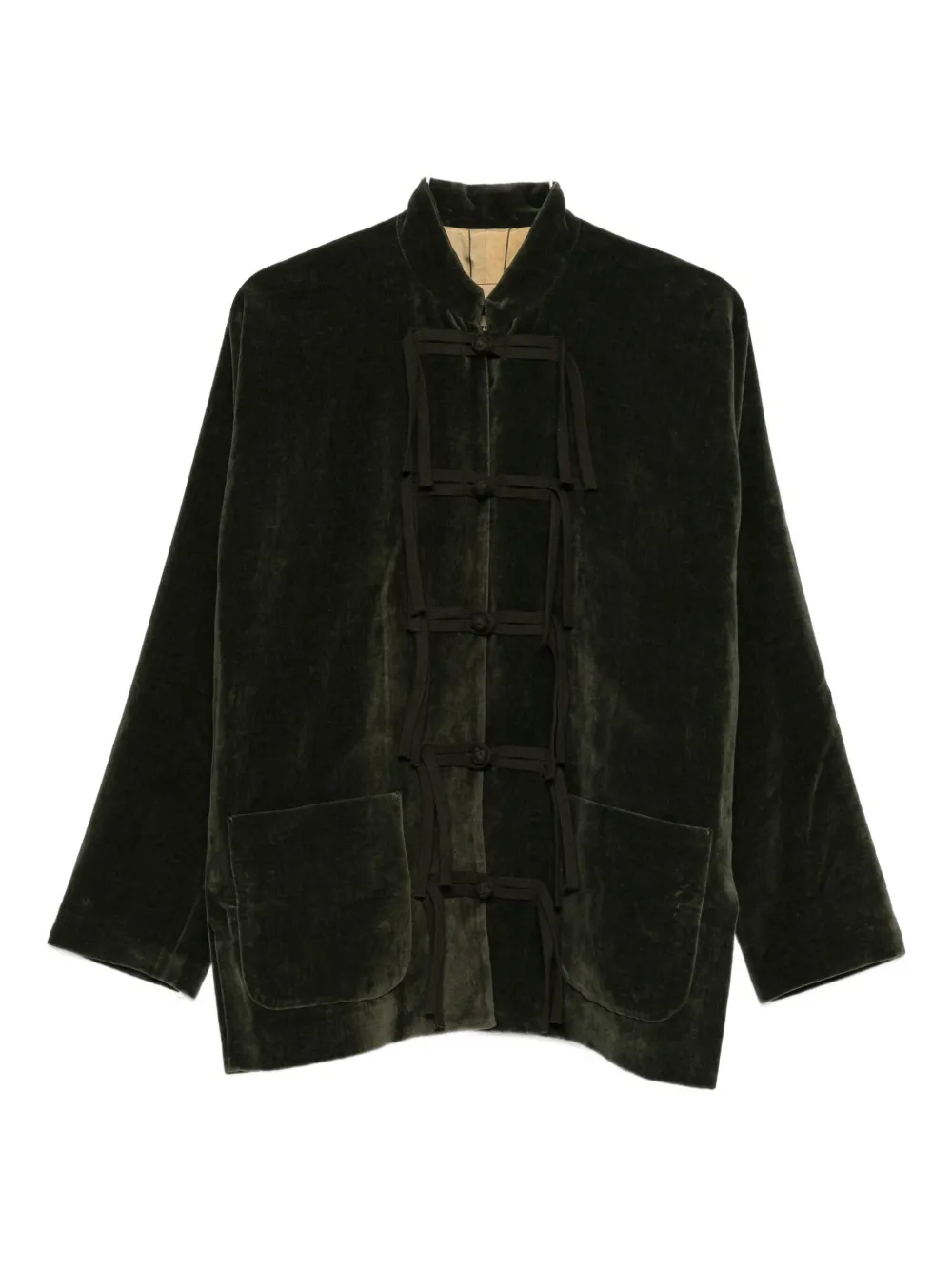 Uma Wang knotted velvet jacket Groen