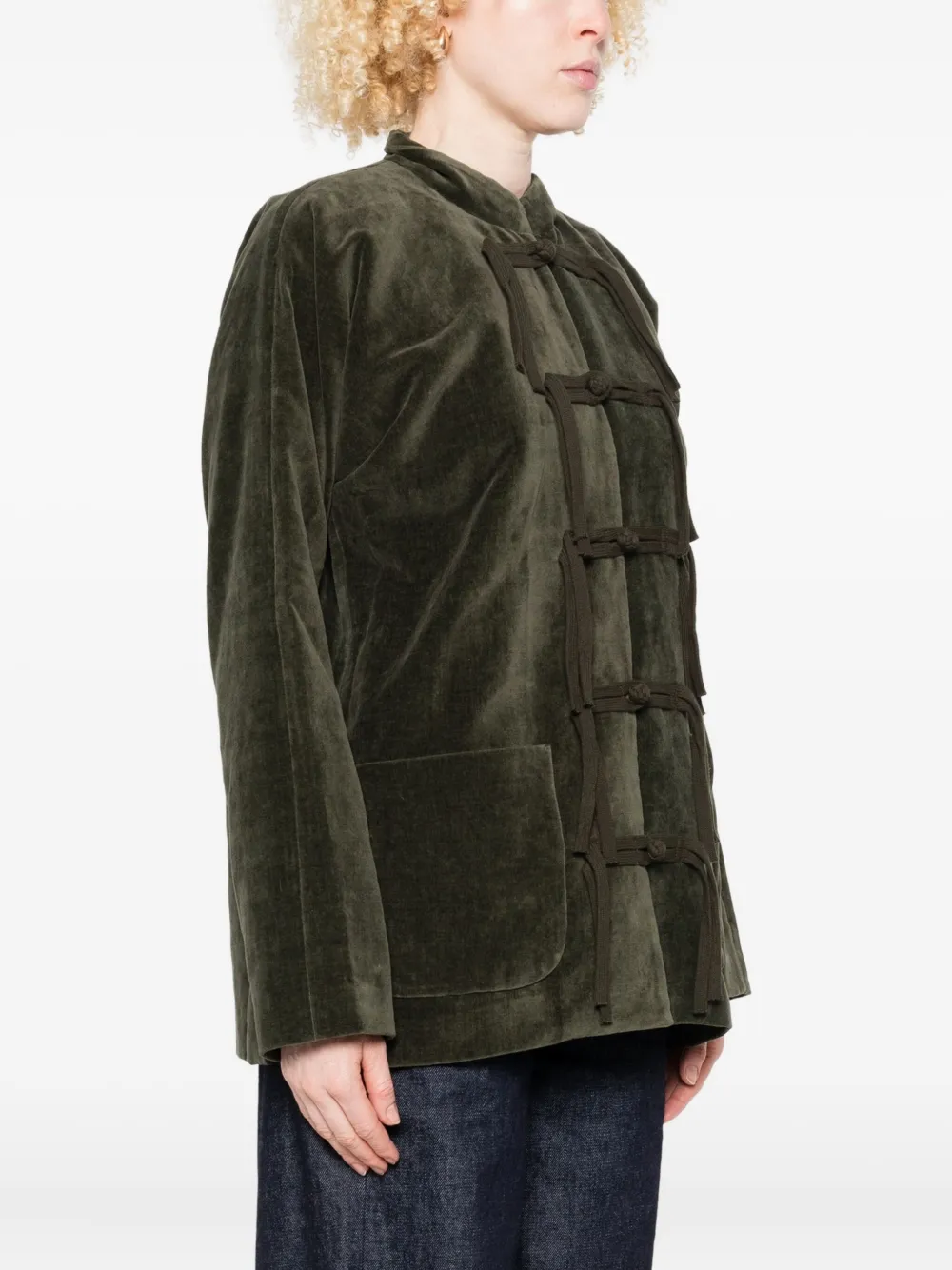 Uma Wang knotted velvet jacket Groen