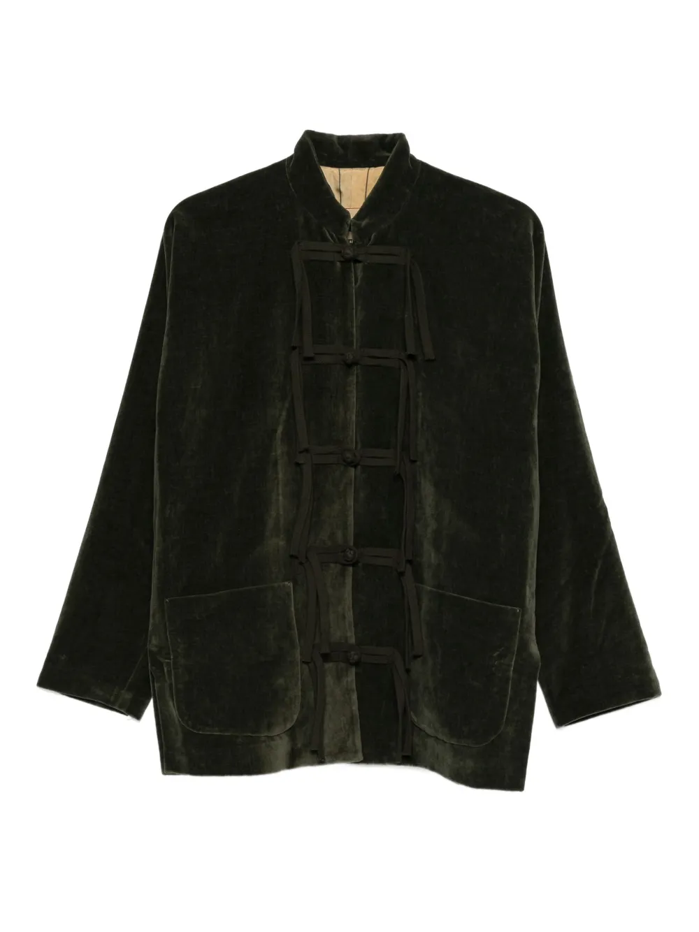 Uma Wang knotted velvet jacket Groen