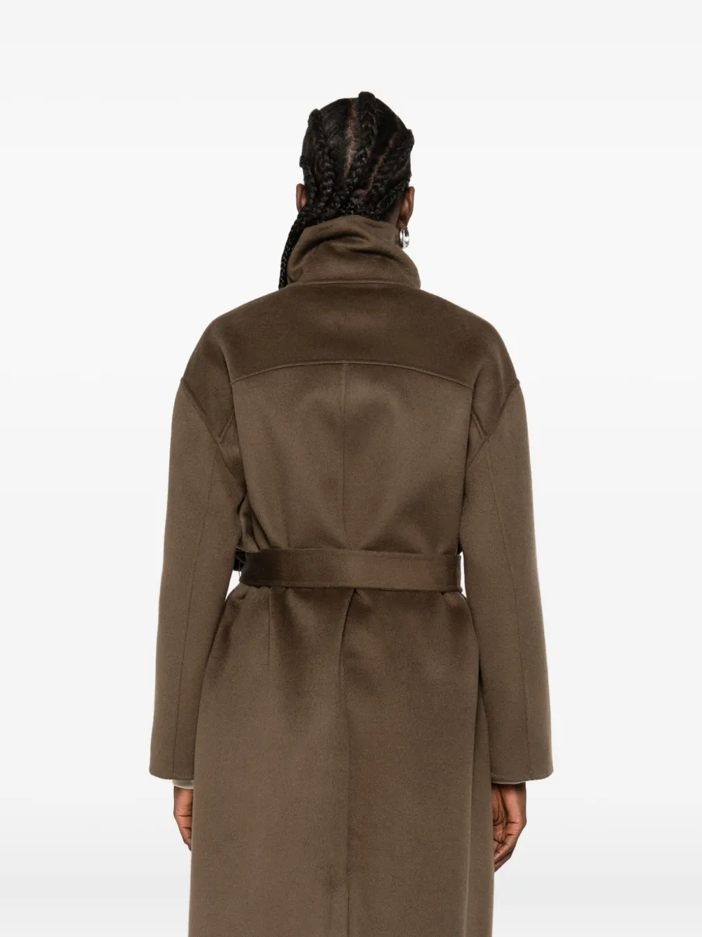 The Dynamis Studio Belted Single-breasted Coat In Brown