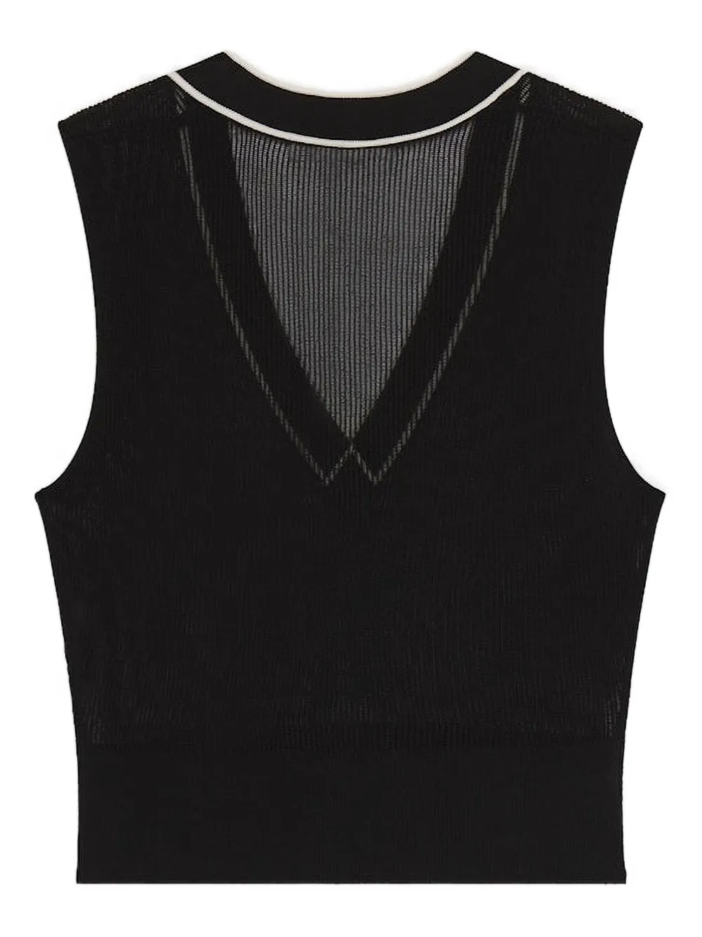 Frame V-neck Ribbed Vest In Black