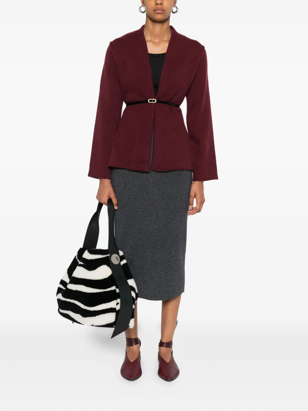 Philo-sofie Belted Cardigan In Red