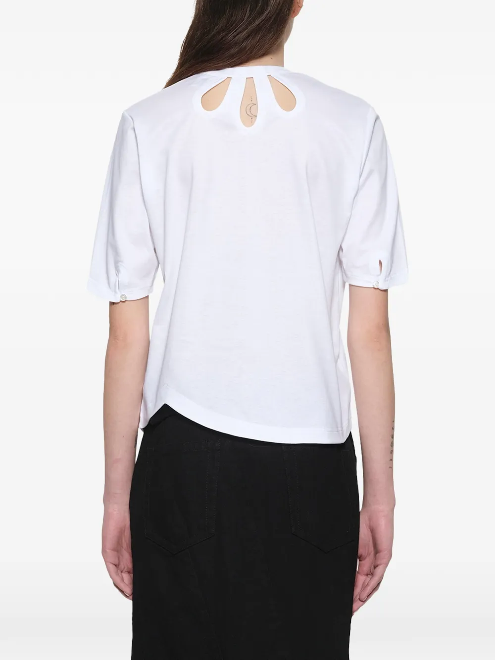 Noir Kei Ninomiya T-shirt met uitgesneden bloemblaadjes Wit
