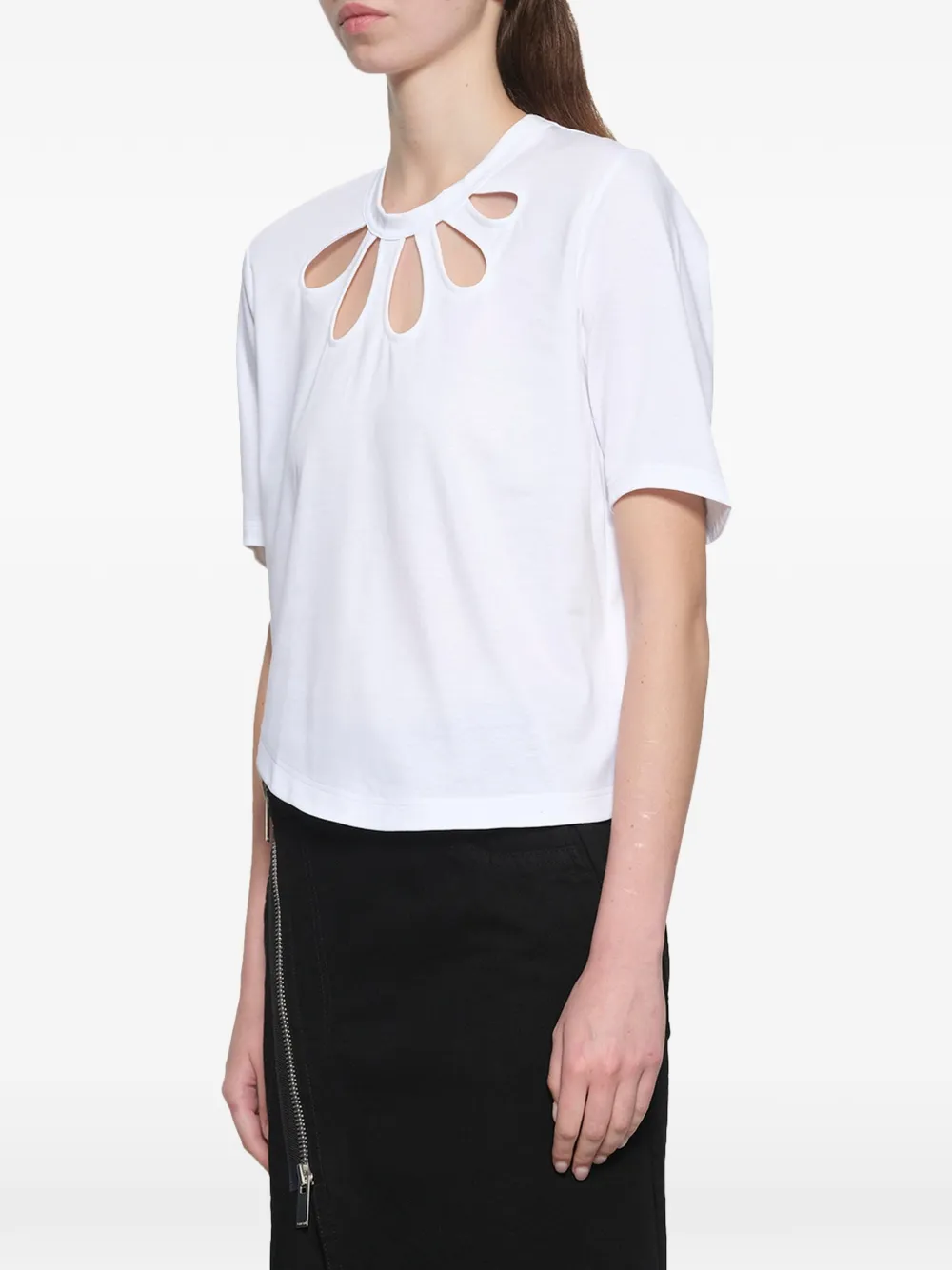 Noir Kei Ninomiya T-shirt met uitgesneden bloemblaadjes Wit