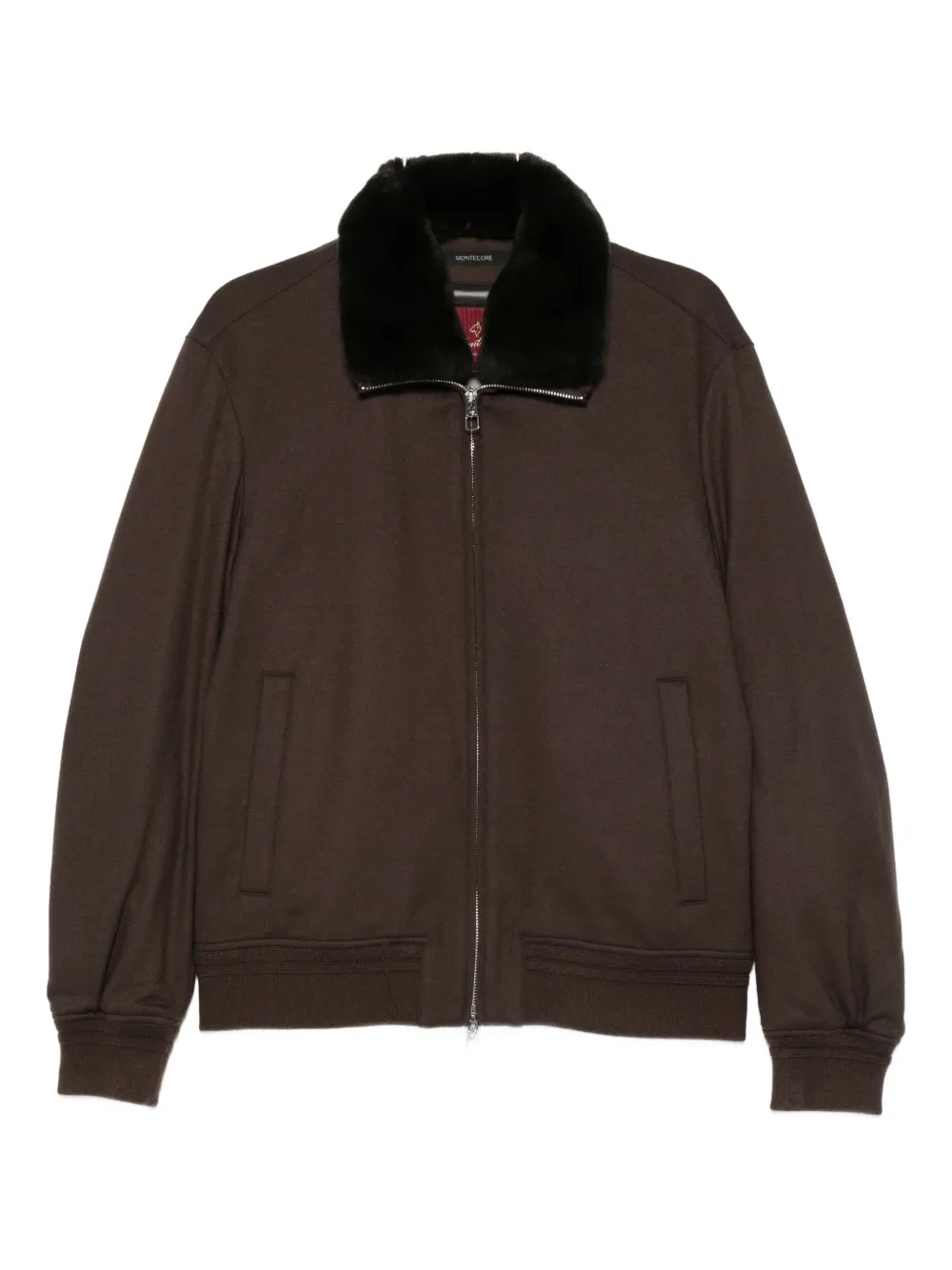 Montecore Contrasting-collar Zip-up Jacket In Brown