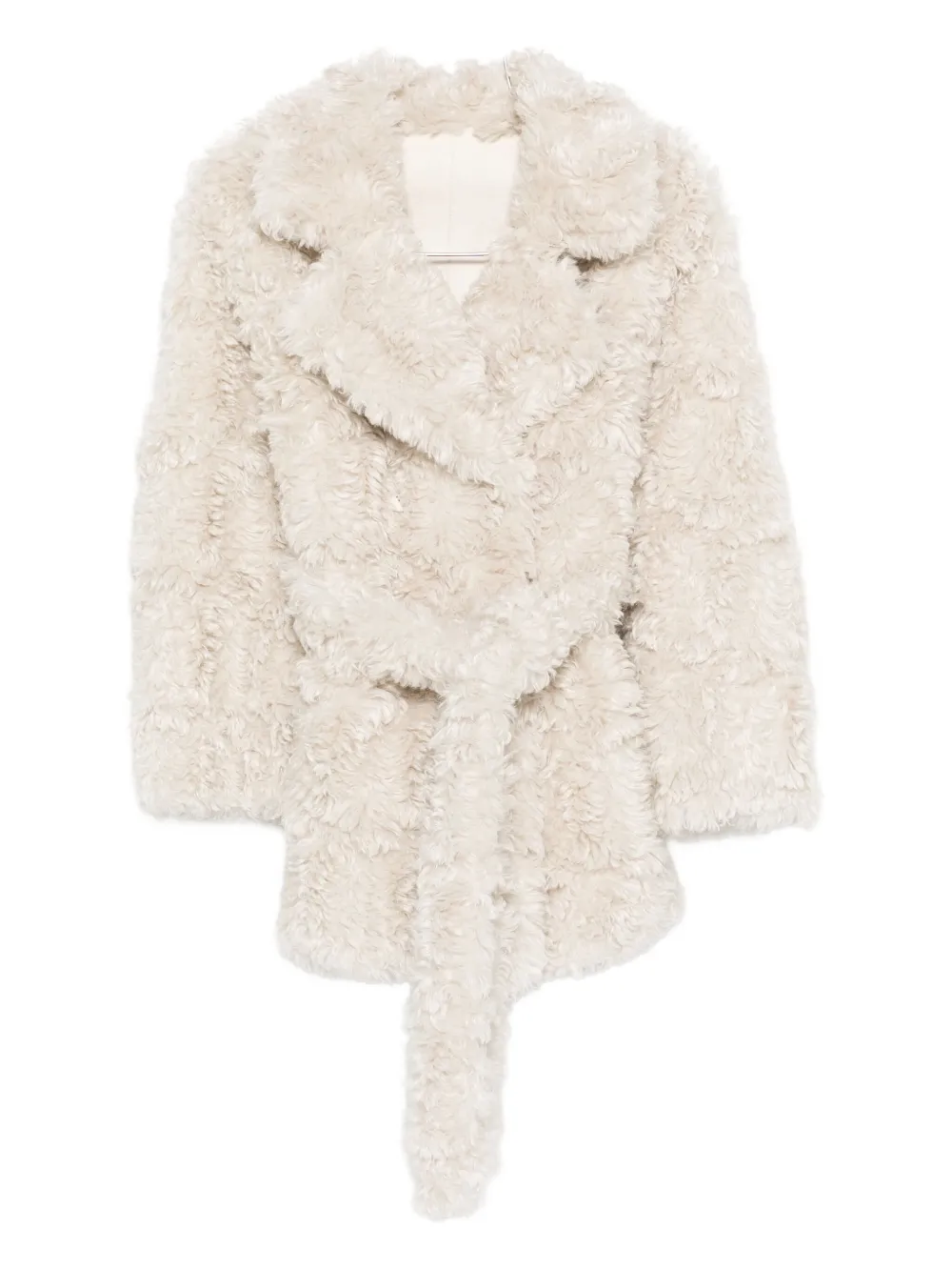 Valentini 1972 Plush Textured Jacket With Wide Collar In Neutral