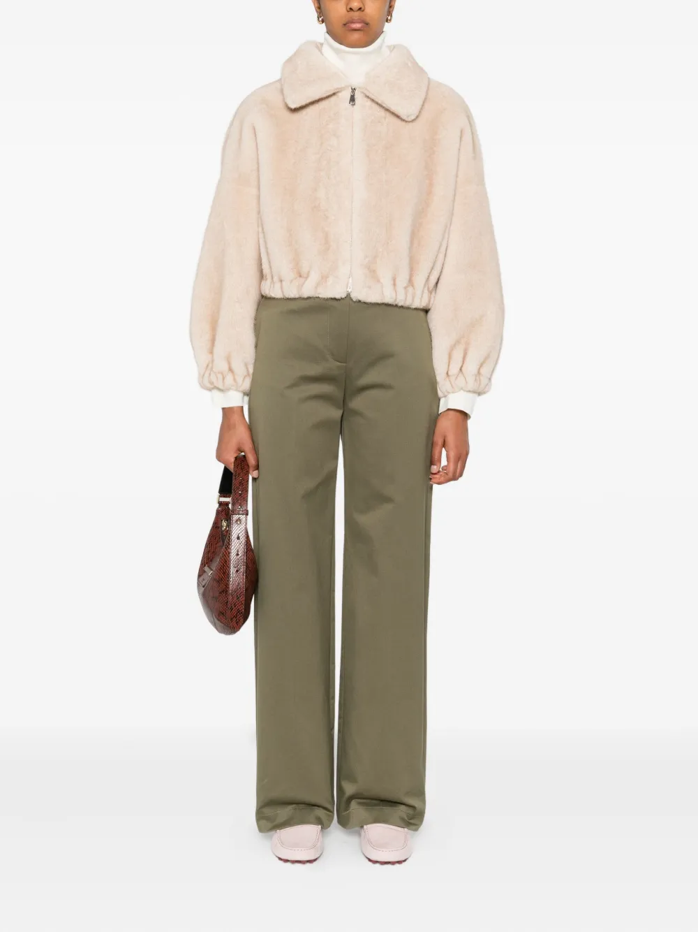 Valentini 1972 Elastic-cuff Zip-front Jacket In Neutral