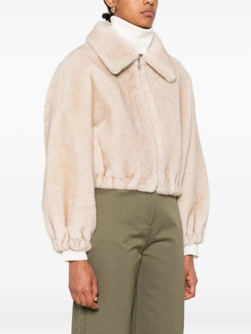 Valentini 1972 Elastic-cuff Zip-front Jacket In Neutral