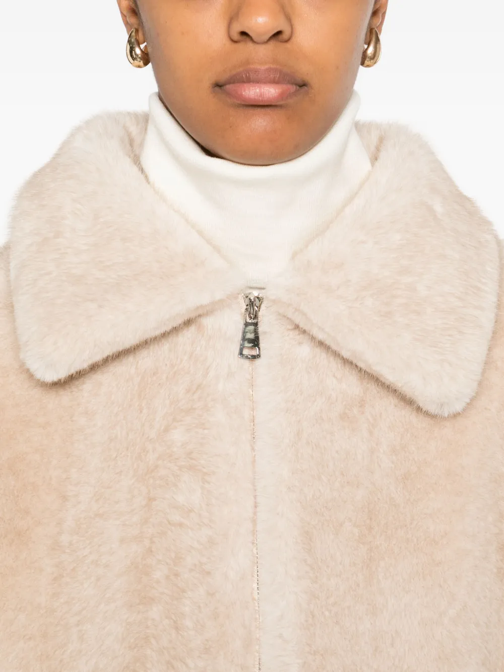 Valentini 1972 Elastic-cuff Zip-front Jacket In Neutral
