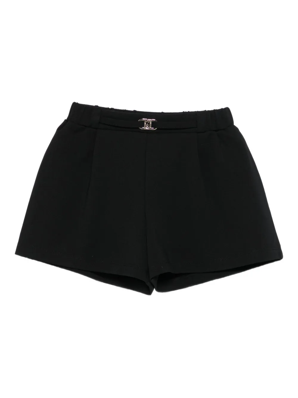 LIU JO pleated logo-buckle shorts - ブラック LIU JO pleated logo-buckle shorts - ブラック