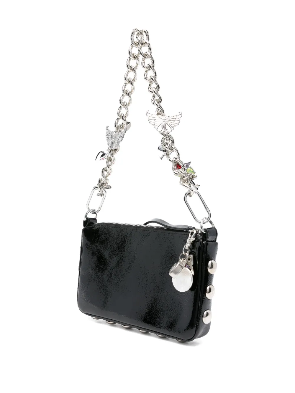 Chopova Lowena Fillie floral-needlepoint studded shoulder bag - Zwart