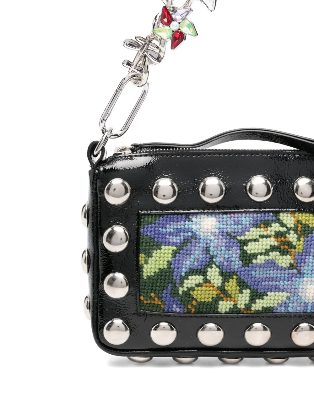 Chopova Lowena Fillie schoudertas met bloemdetail en studs Zwart