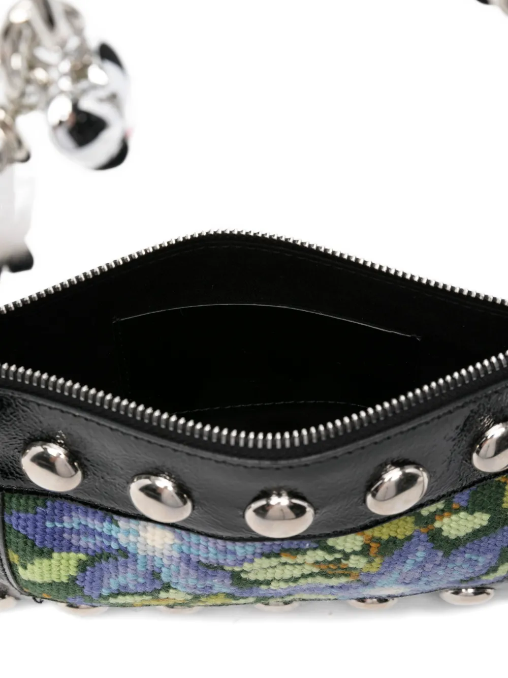 Chopova Lowena Fillie schoudertas met bloemdetail en studs Zwart