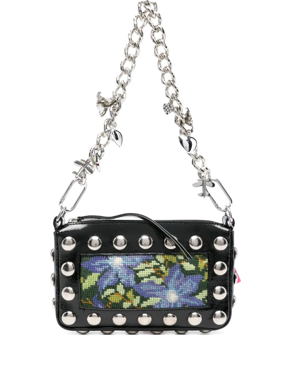 Chopova Lowena Fillie schoudertas met bloemdetail en studs Zwart