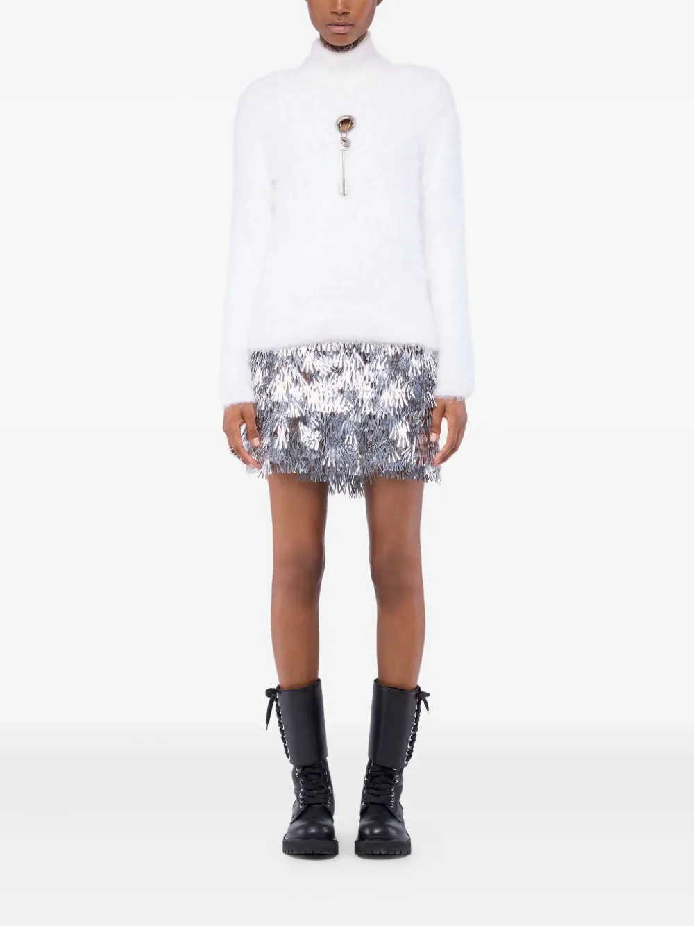 Rabanne Top met lange mouwen en sleuteldetail Wit