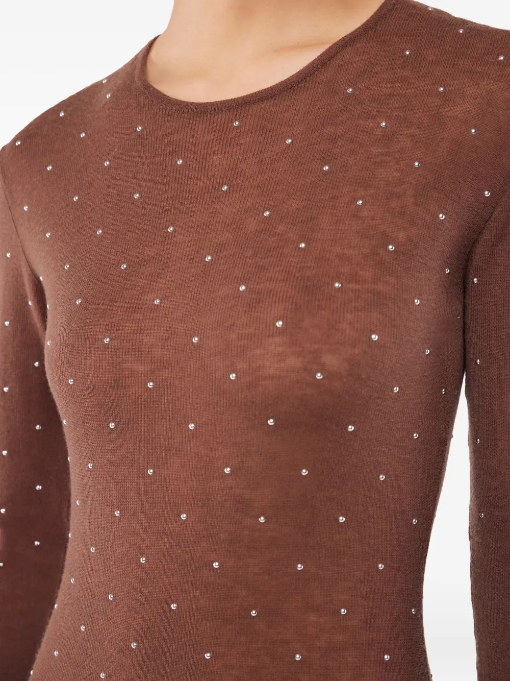 Rabanne Verfraaide maxi-jurk met lange mouwen Bruin