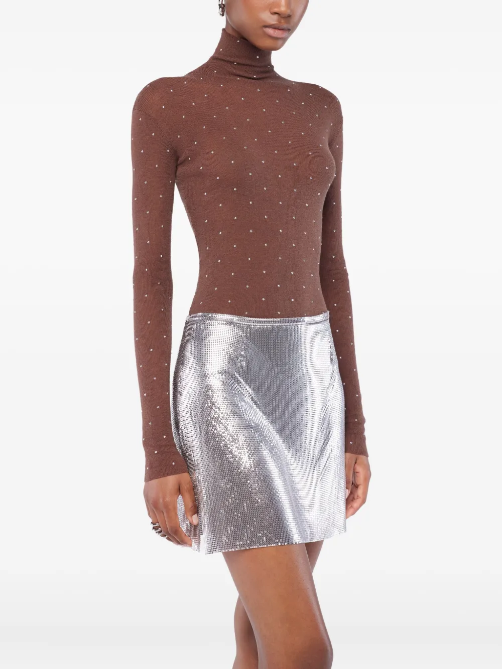 Rabanne Top met col en verfraaid detail Bruin