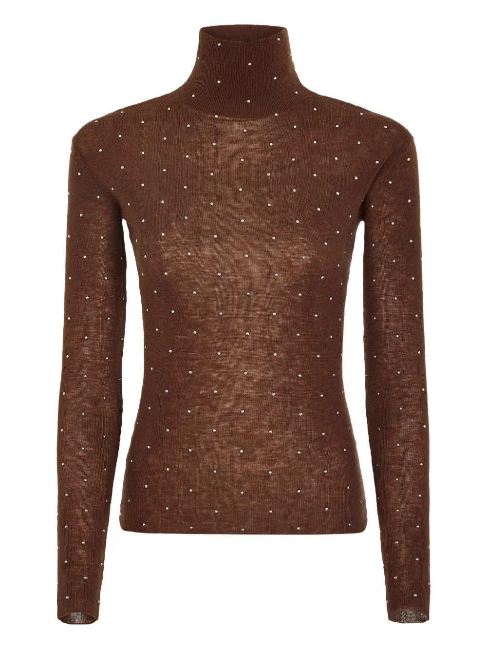 Rabanne embellished-details turtleneck top | Brown | Image 1