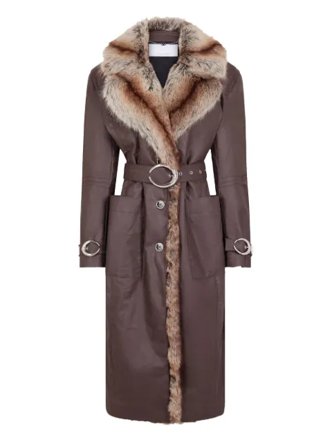 Rabanne fur-trimmed belted coat