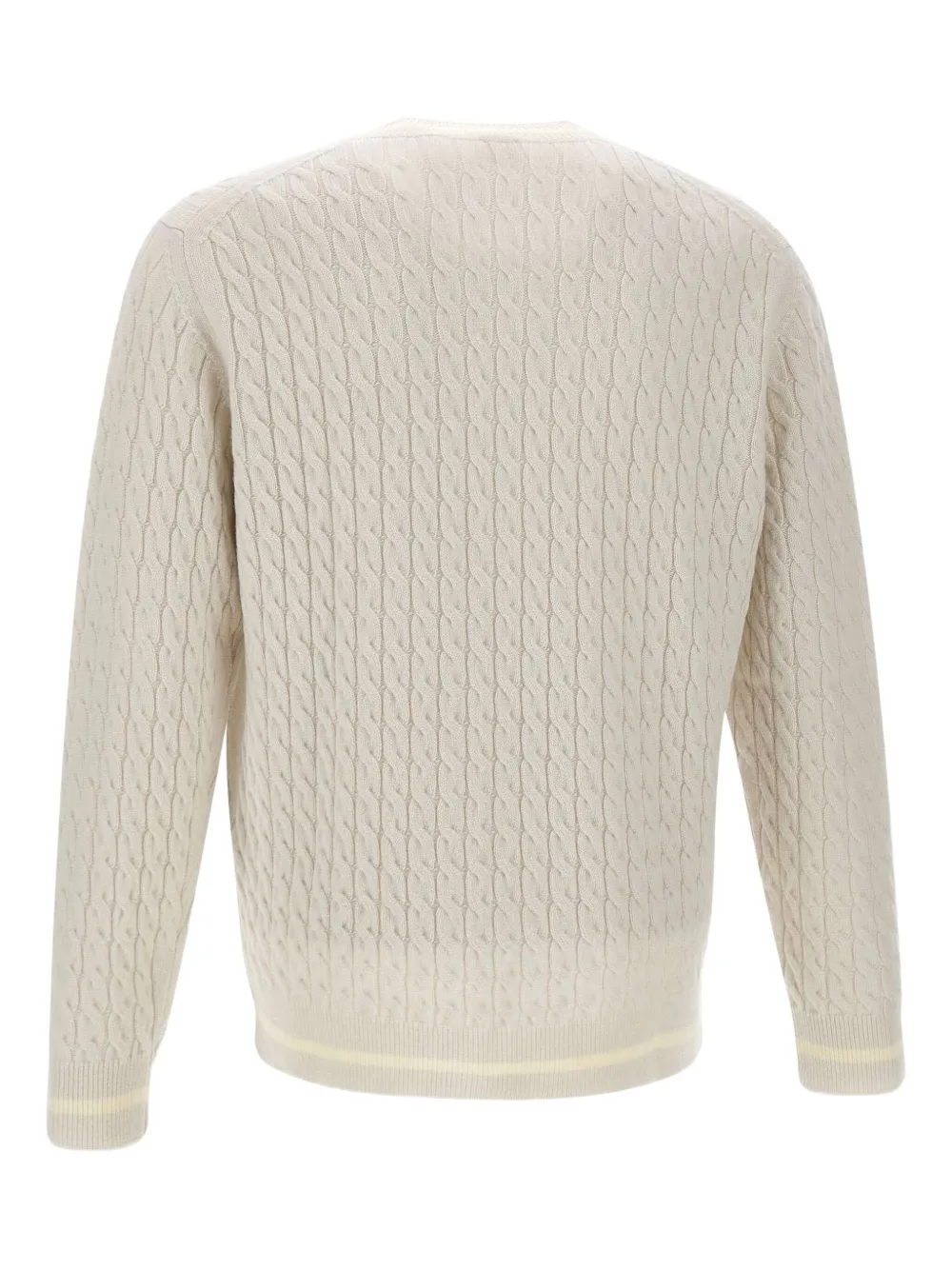 Eleventy cable-knit ribbed-edge sweater Beige