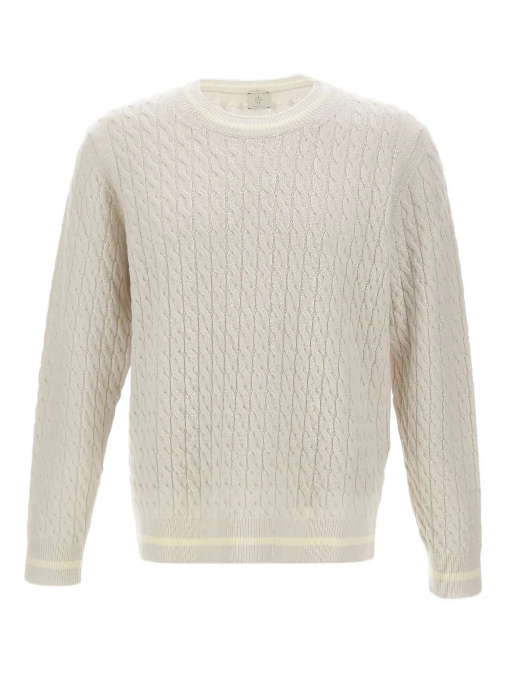 Eleventy cable-knit ribbed-edge sweater Beige