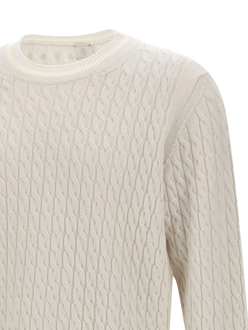 Eleventy cable-knit ribbed-edge sweater Beige