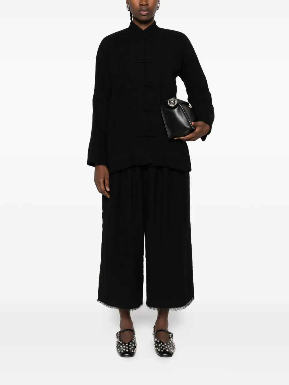 Uma Wang frog-fastening patch-pocket jacket Zwart