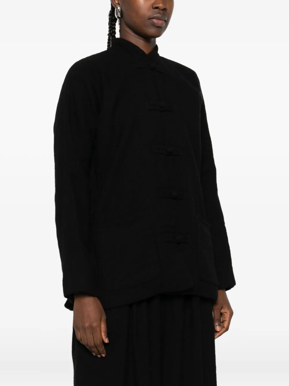 Uma Wang frog-fastening patch-pocket jacket Zwart