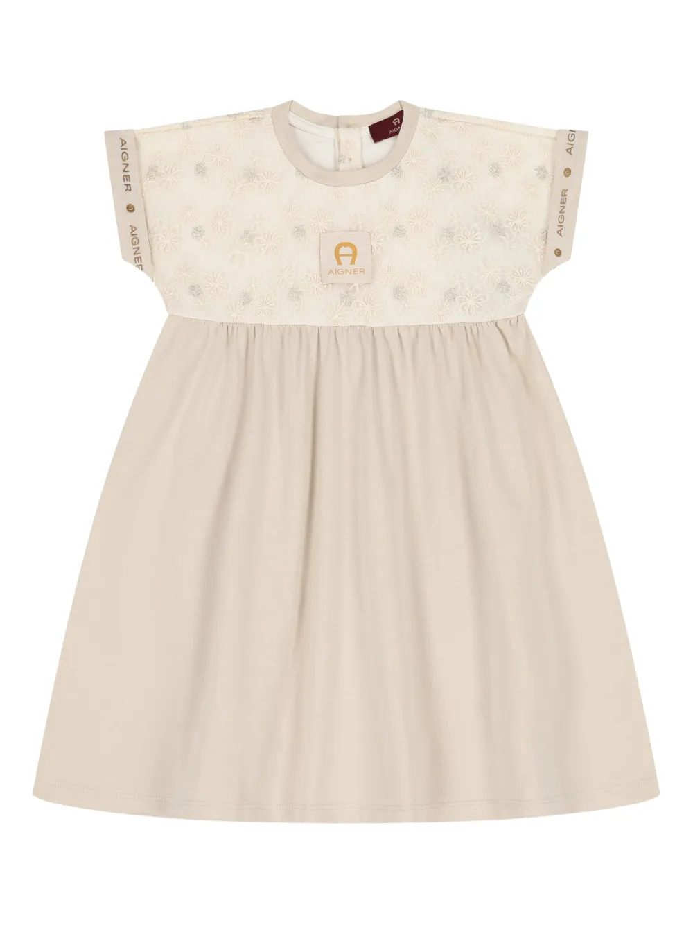 Aigner Kids embroidered floral dress Beige