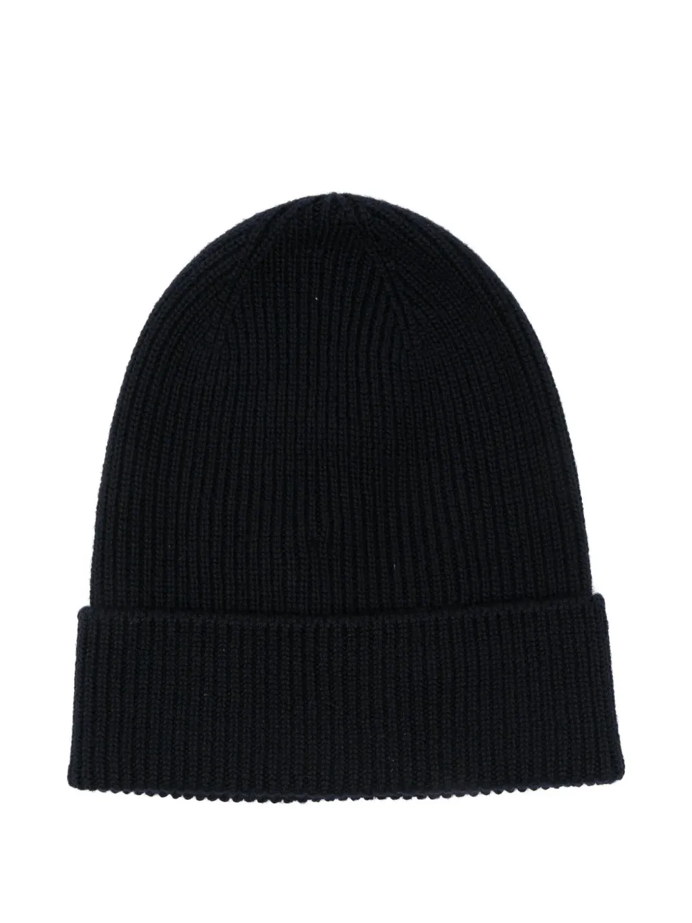 Moncler logo-patch ribbed beanie hat - Blauw