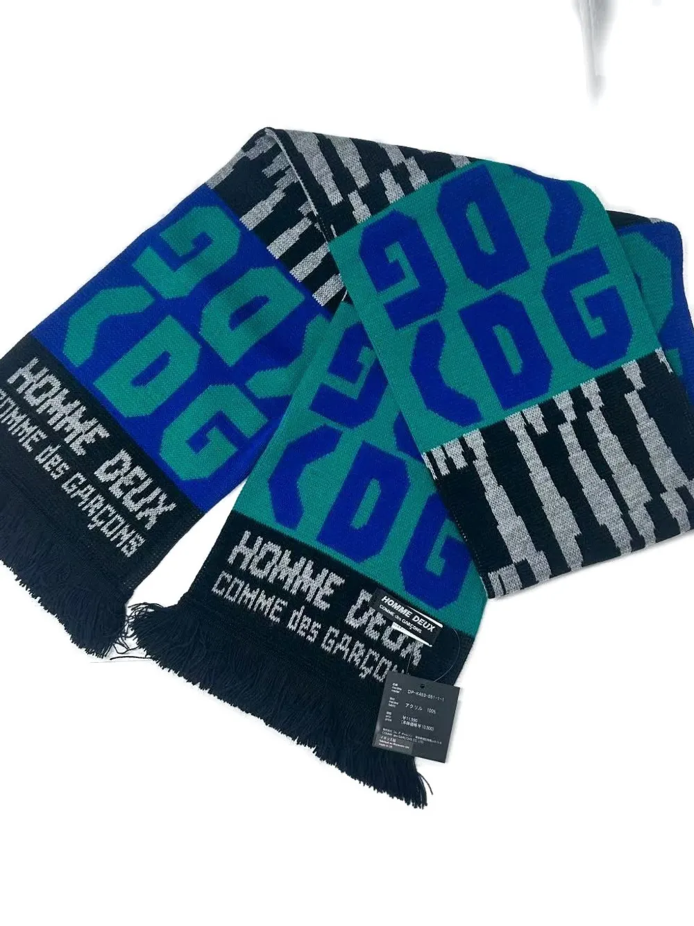 Comme des Garçons Homme Deux logo fringed scarf | Image 2