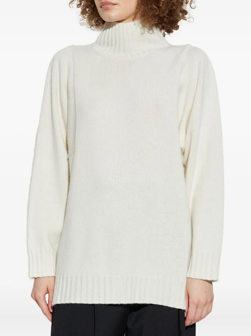 Max Mara High-neck Long-sleeve Sweater In White