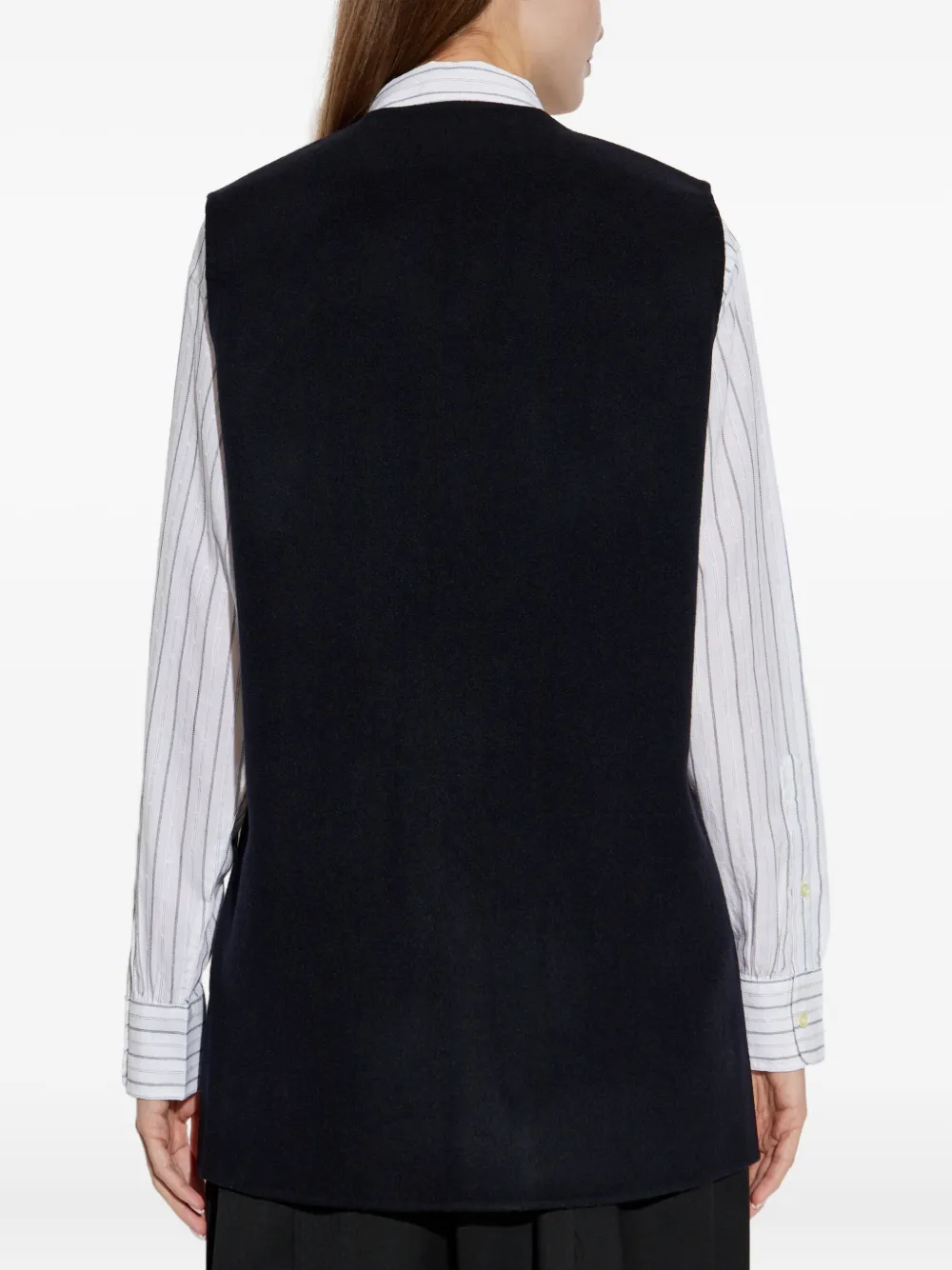Officine Generale V-neck Wool Vest In Black