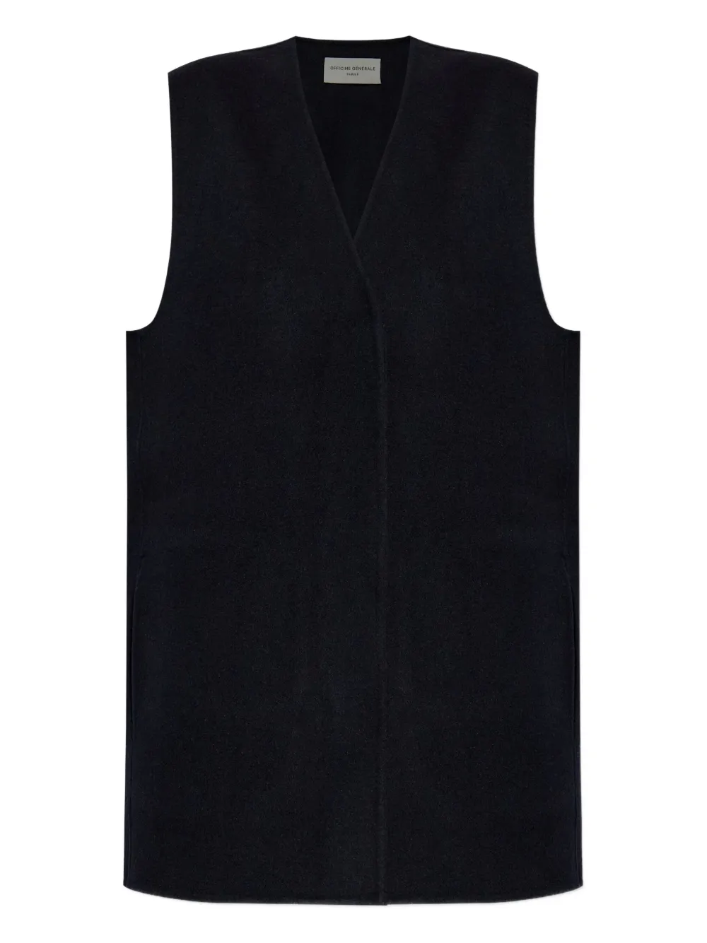 Officine Generale V-neck Wool Vest In Black