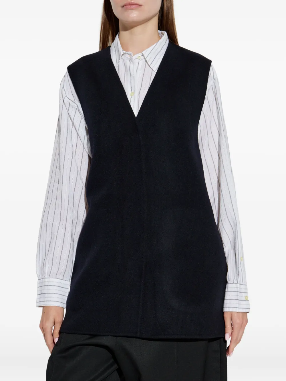 Officine Generale V-neck Wool Vest In Black