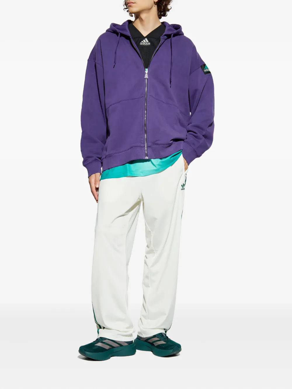 adidas zip-up logo-patch hoodie Paars