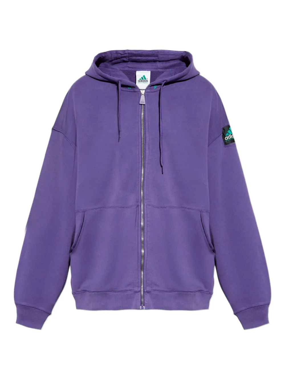 Adidas zip-up logo-patch hoodie Paars