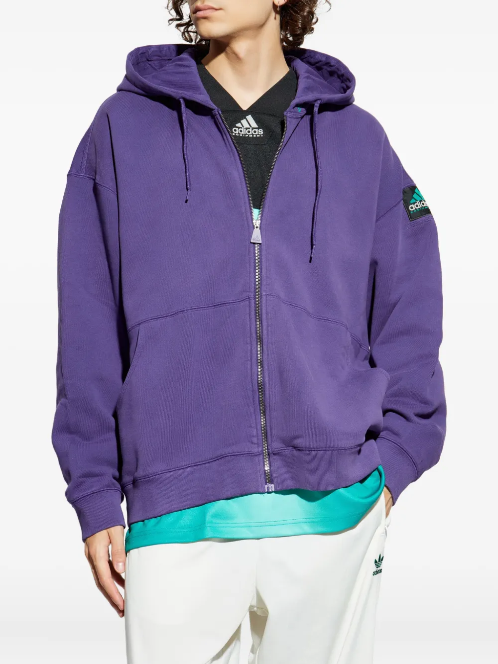 adidas zip-up logo-patch hoodie Paars