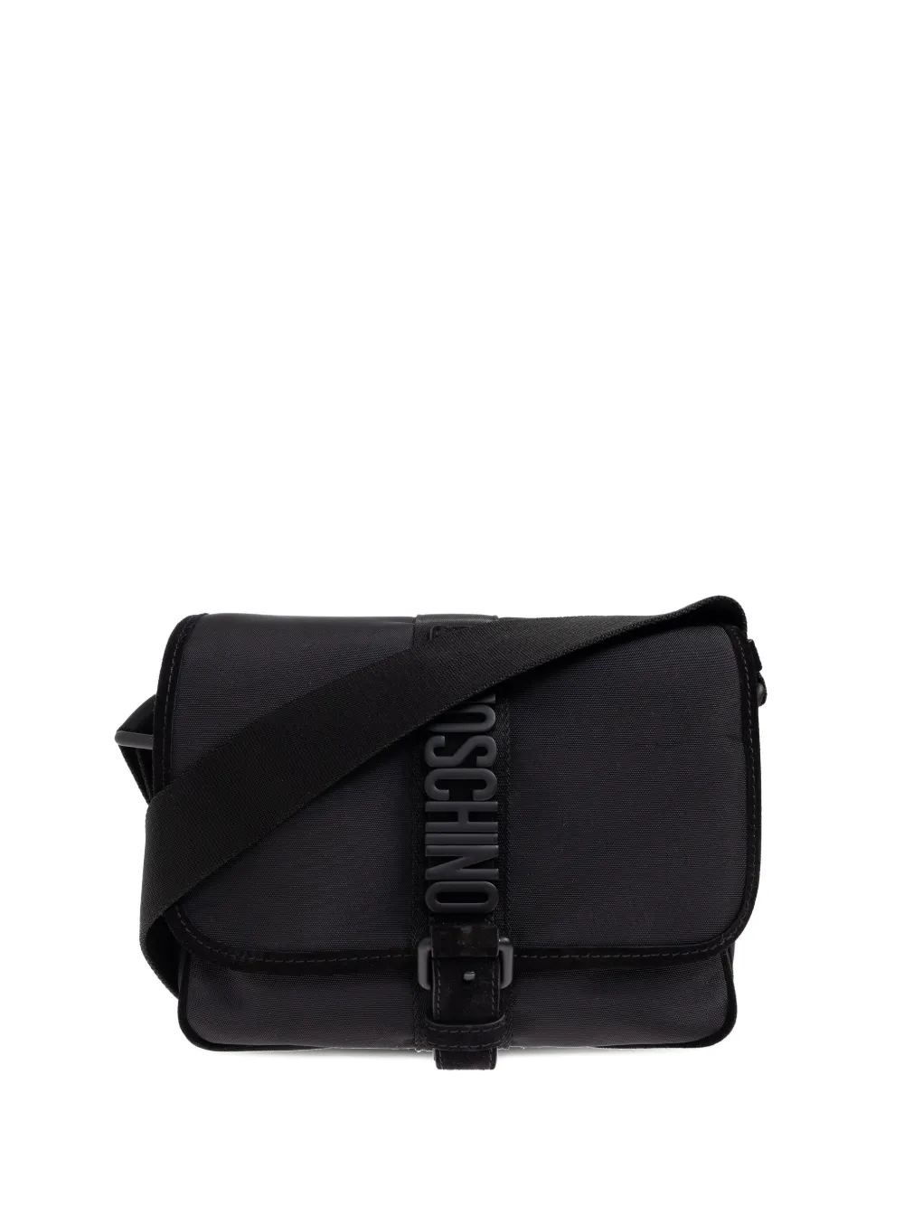 Moschino Schoudertas met logoplakkaat en gesp Zwart
