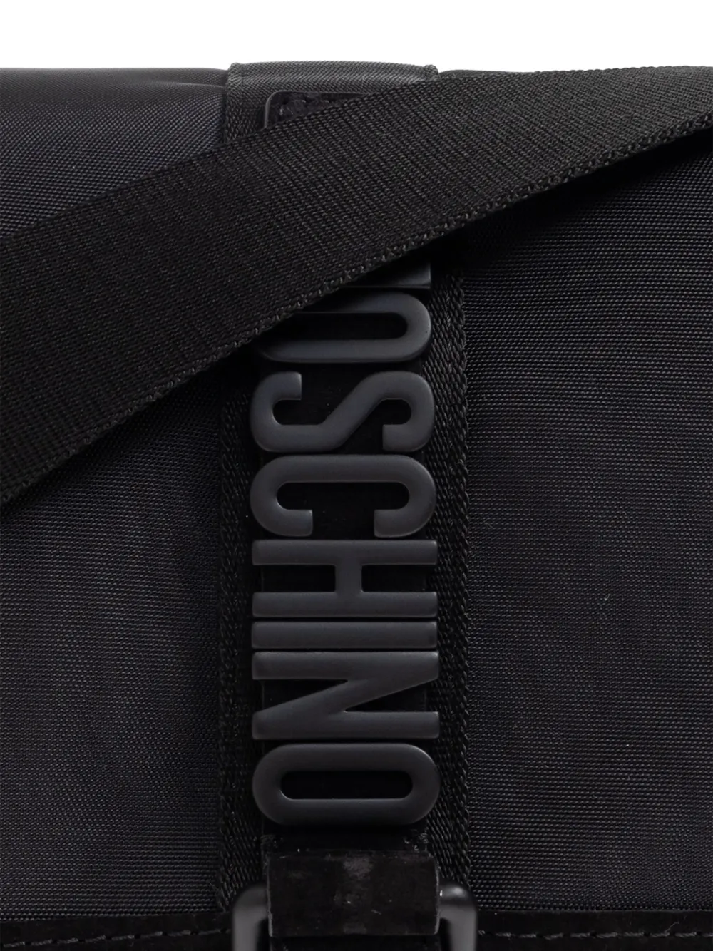 Moschino Schoudertas met logoplakkaat en gesp Zwart