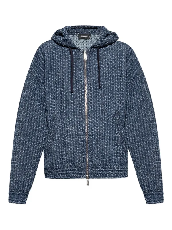 DSQUARED2 フーデッド ジップジャケット | ブルー | FARFETCH JP