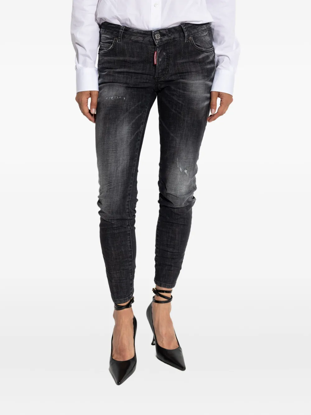 Dsquared2 Faded Distressed Jeans In Gray